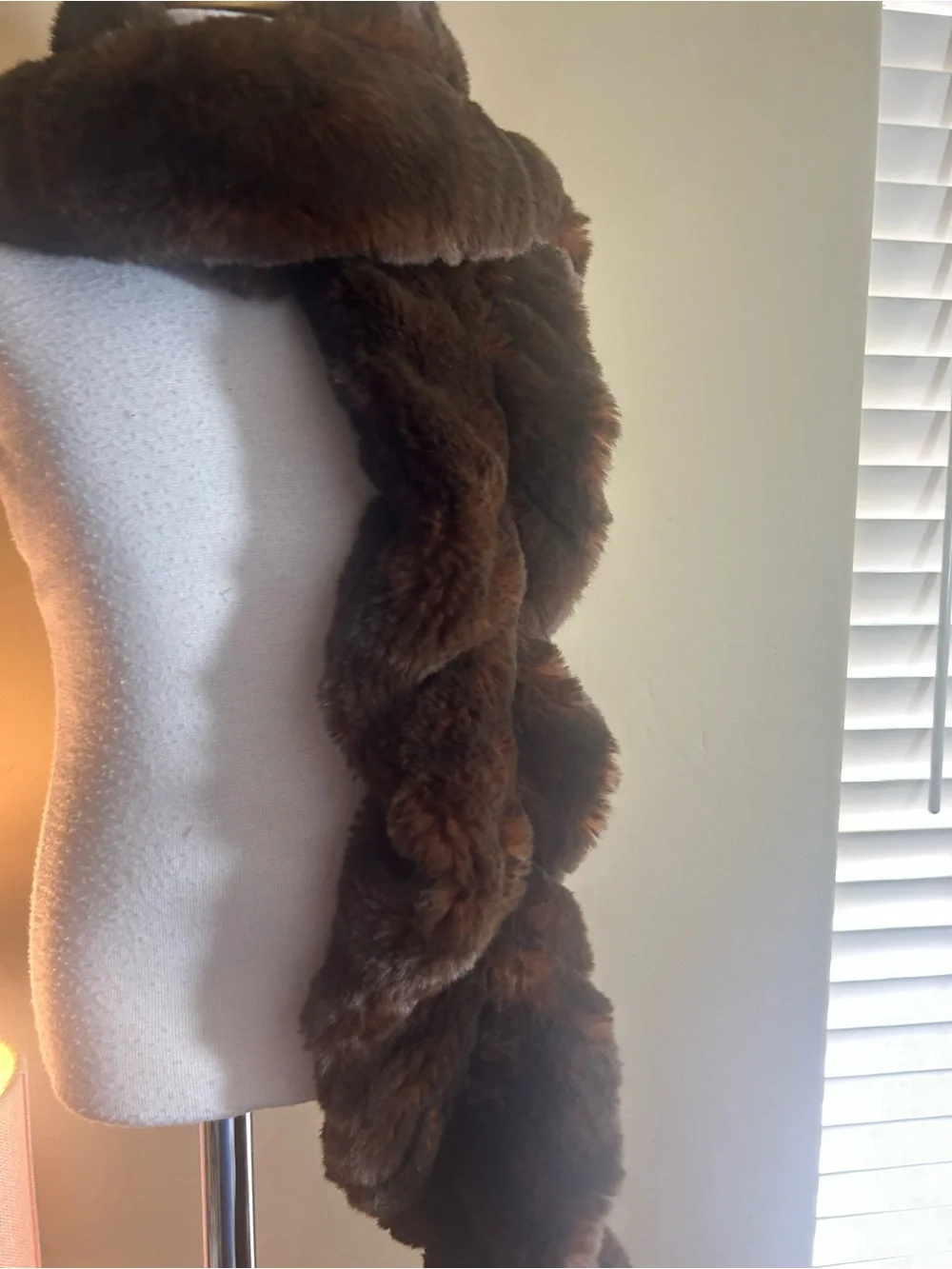 Fabulous Furs Dark Brown Faux Fur Scarf